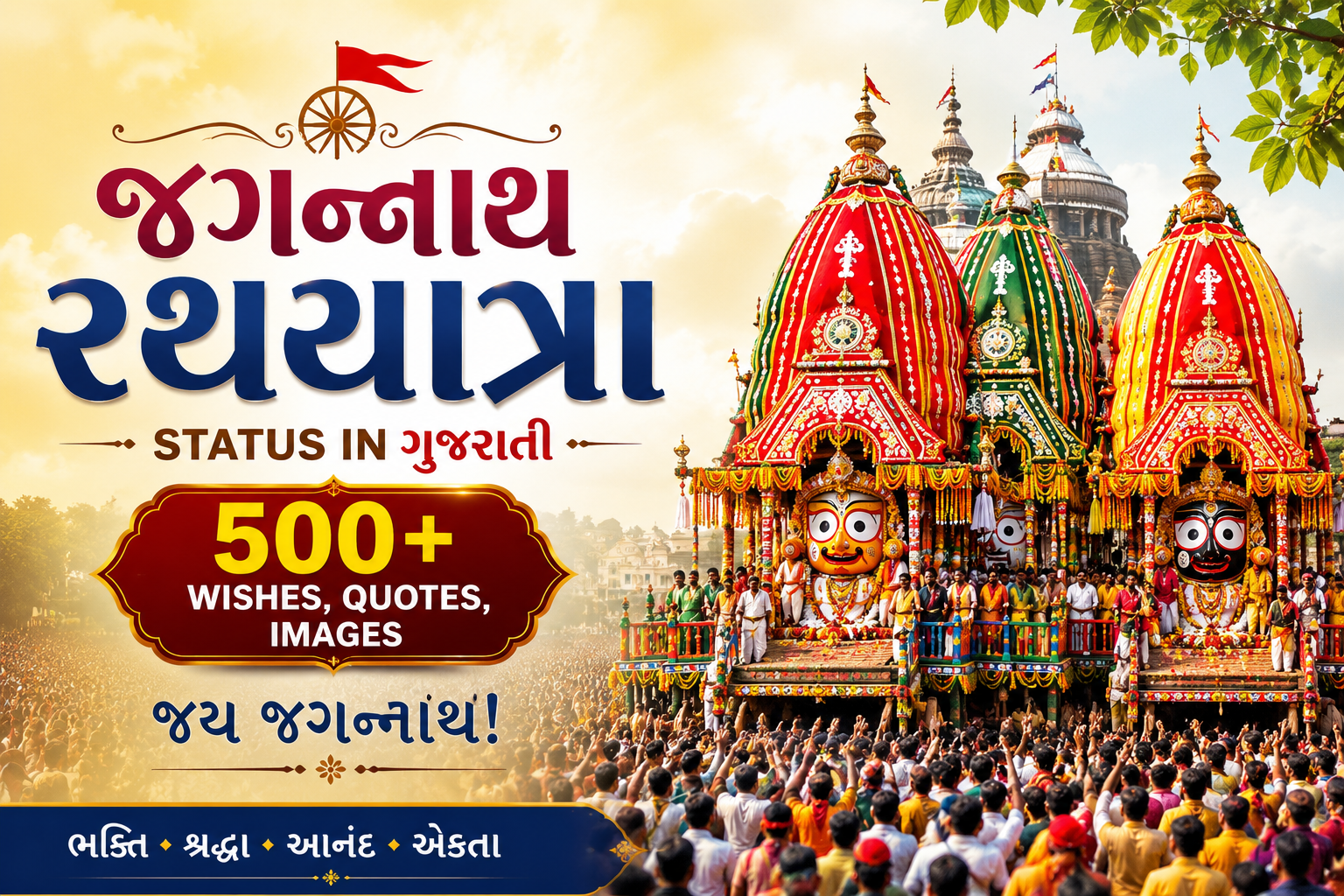 Jagannath Rath Yatra Status in Gujarati | 500+ Wishes, Quotes, Images