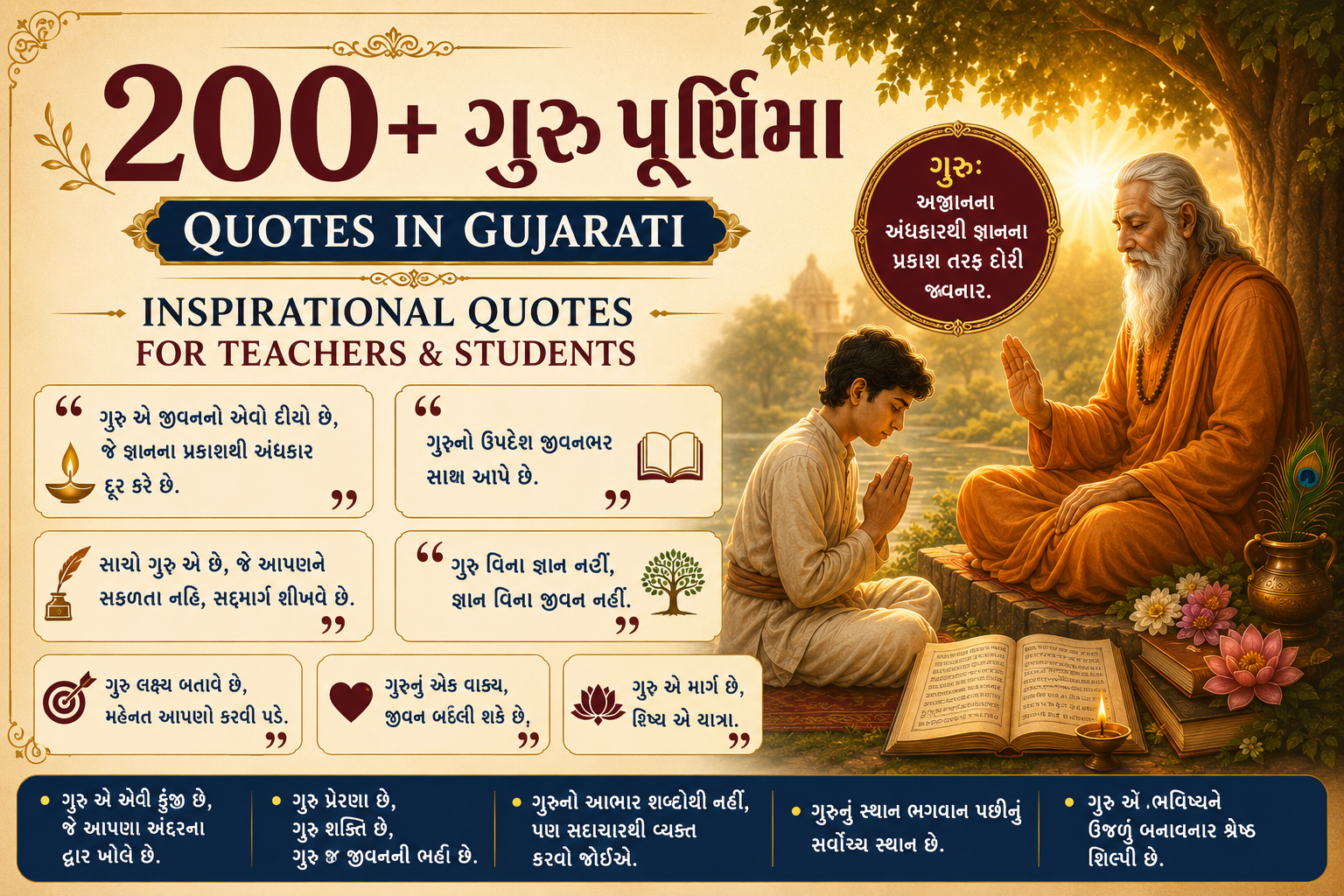 200+ Guru Purnima Quotes in Gujarati | Inspirational Quotes for Teachers & Students